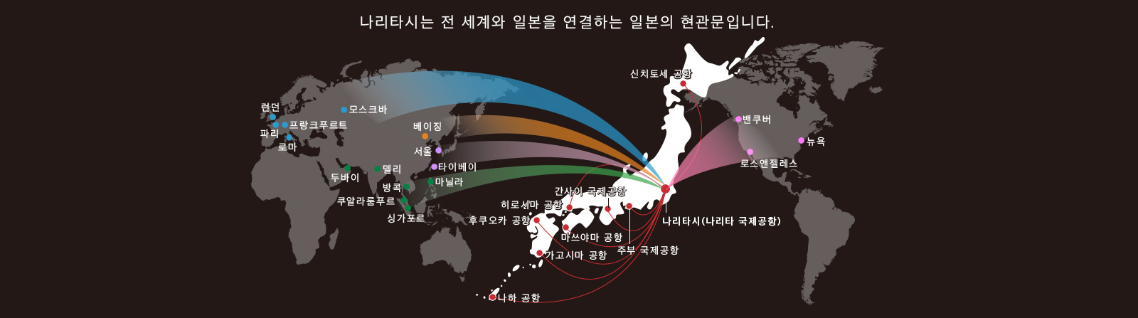 나리타시는 전 세계와 일본을 연결하는 일본의 현관문입니다.